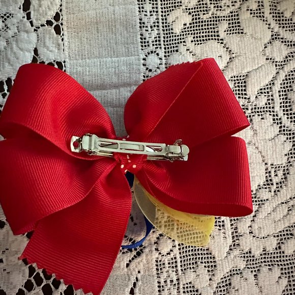 BOW-Red grosgrain & multiple colors Girl's Decorative Bow- 5 in - Picture 2 of 2